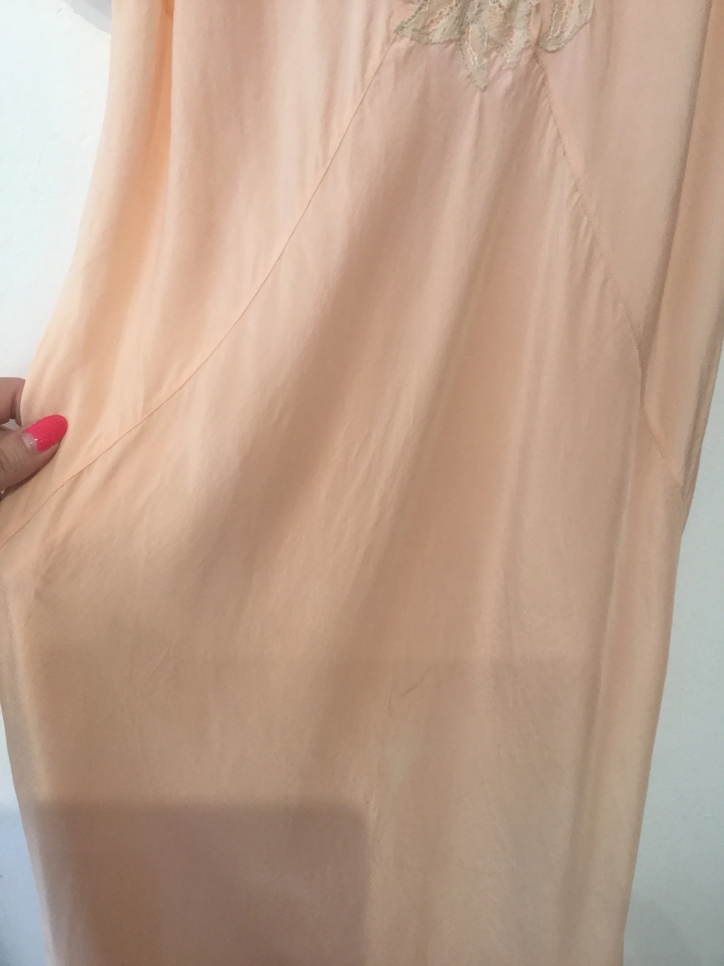 1920’s Soft Peach Silk Slipdress M/L  #120