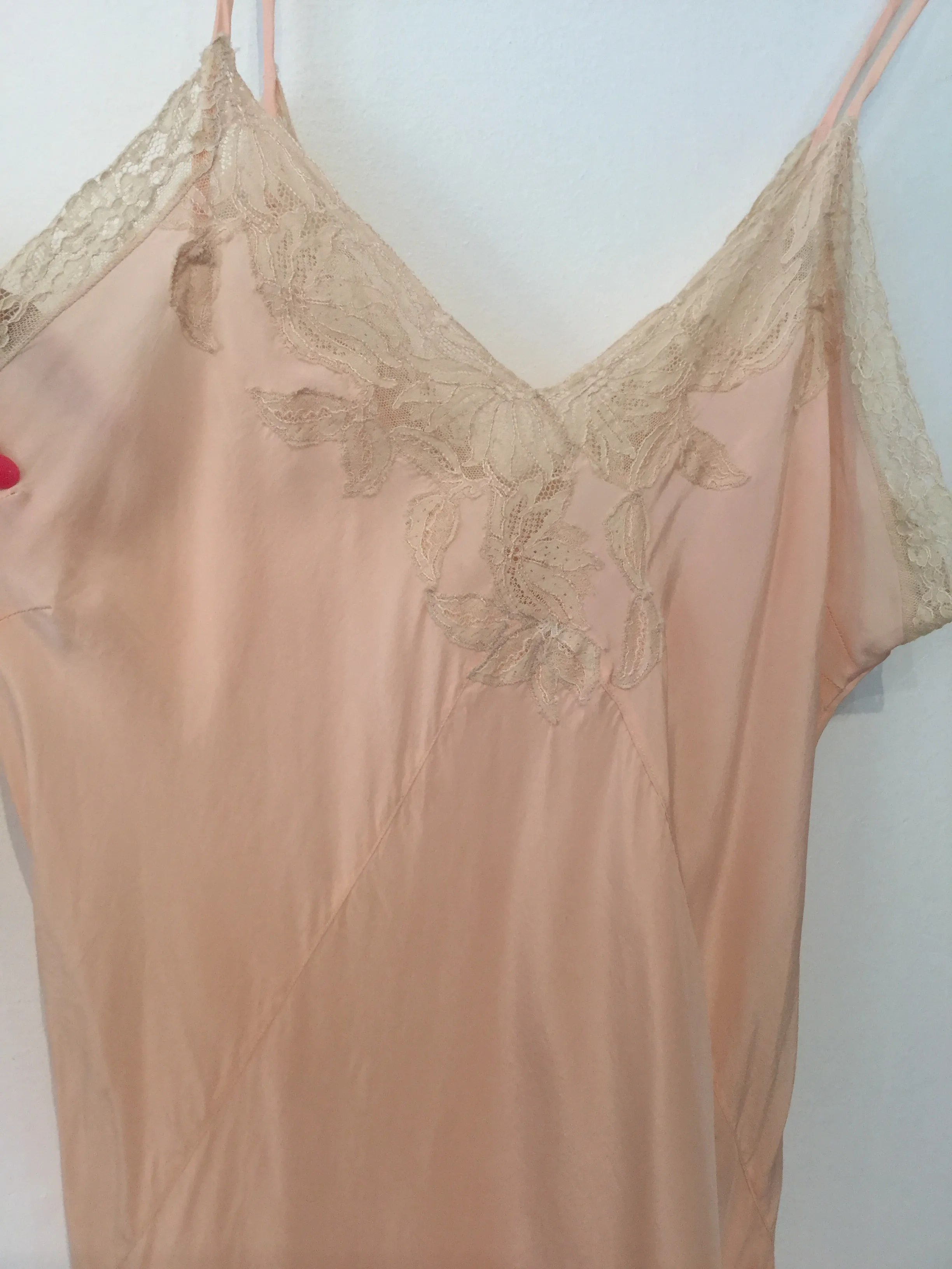 1920’s Soft Peach Silk Slipdress M/L  #120