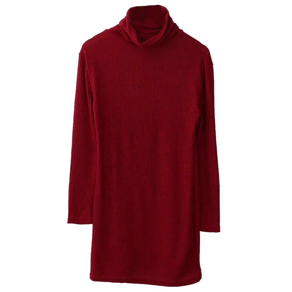 2020 new women's hood high collar loose long sleeve oversized sweater vest top high collar dress straight mini arrival Dress