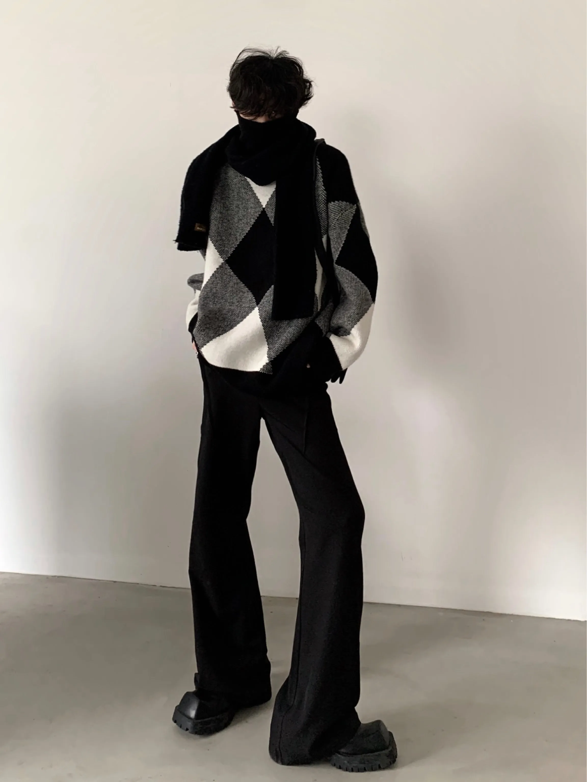 【23s November.】Black and White High-end Design Turtleneck Sweater