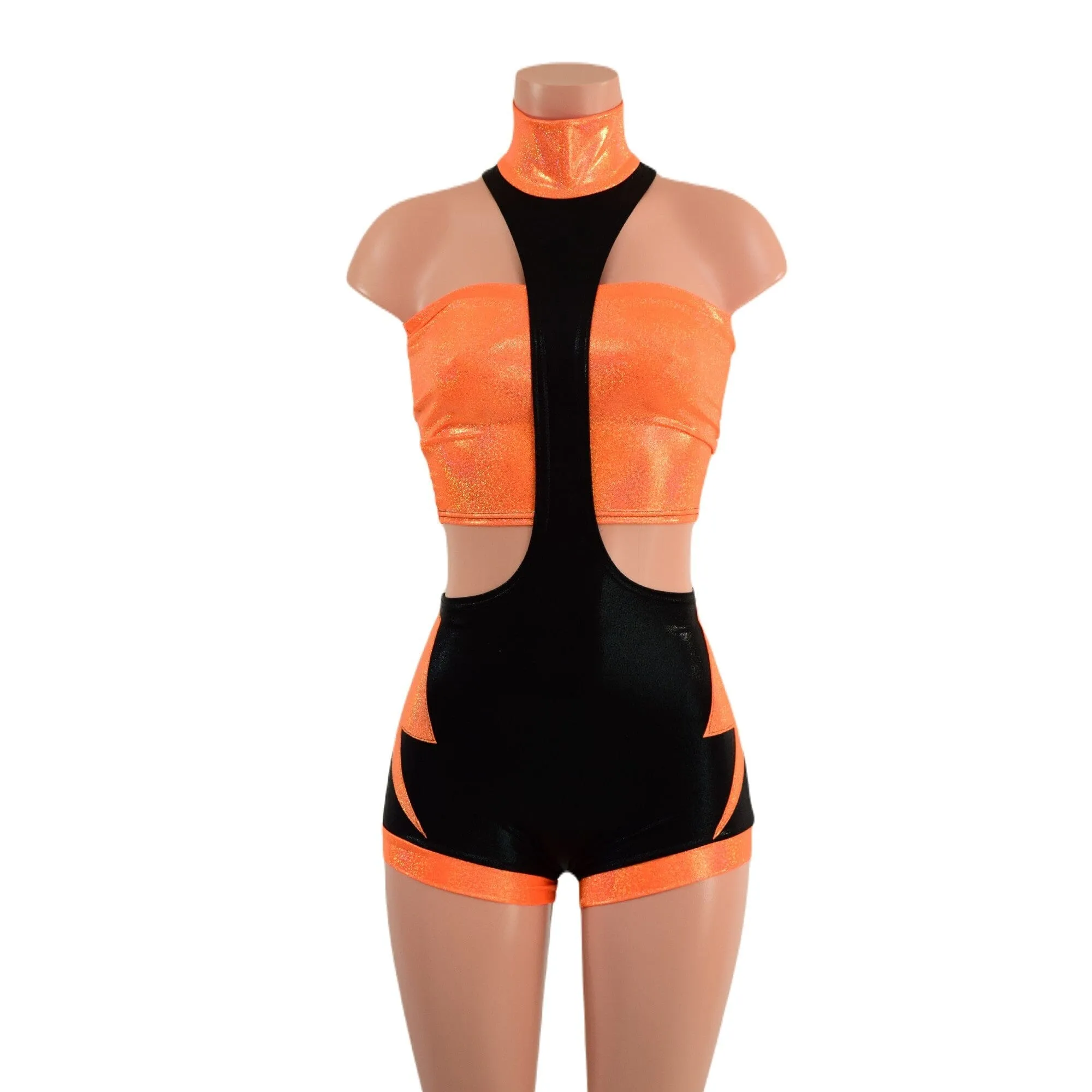 2PC UFO Suit with Strapless Top and  Bolt Applique Set