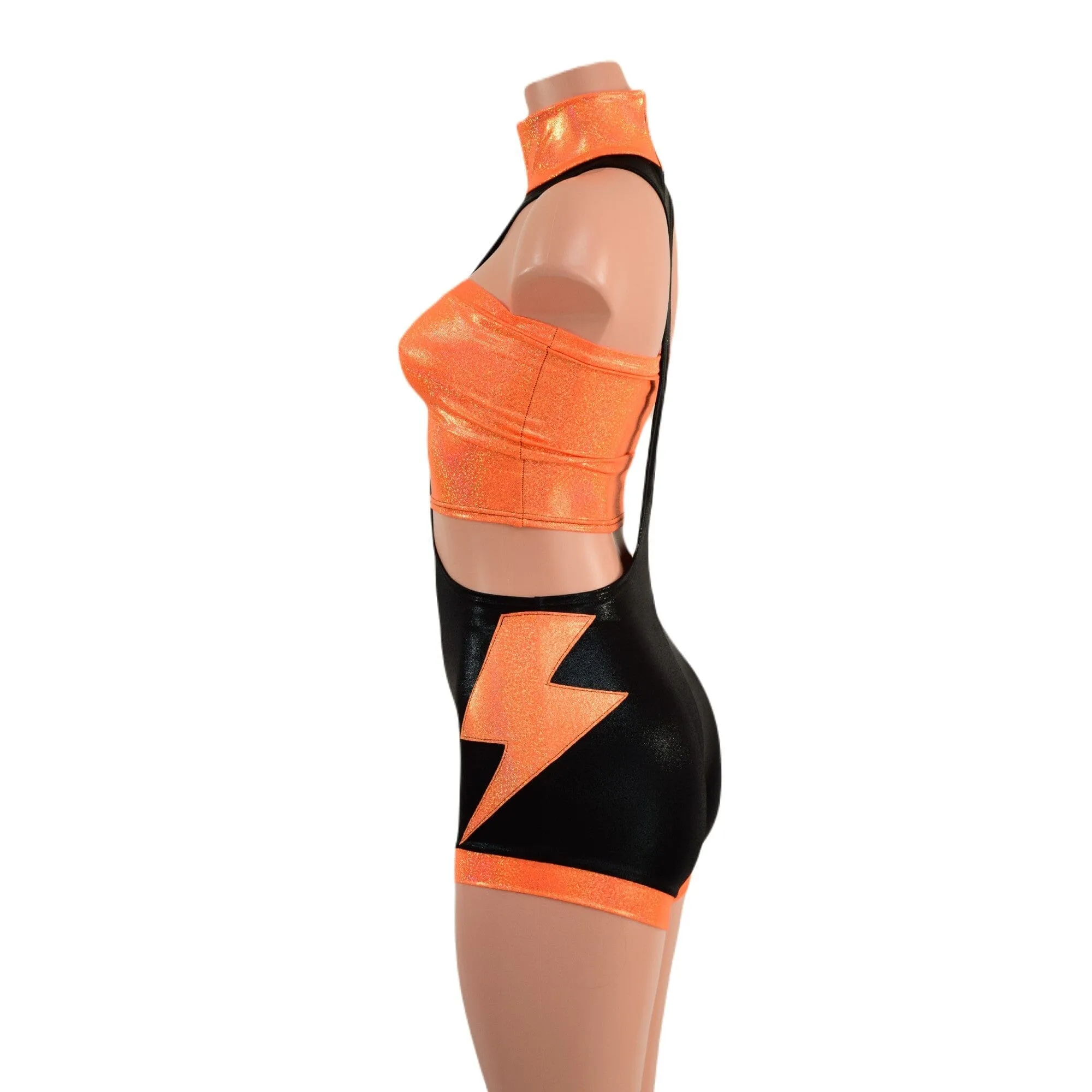 2PC UFO Suit with Strapless Top and  Bolt Applique Set
