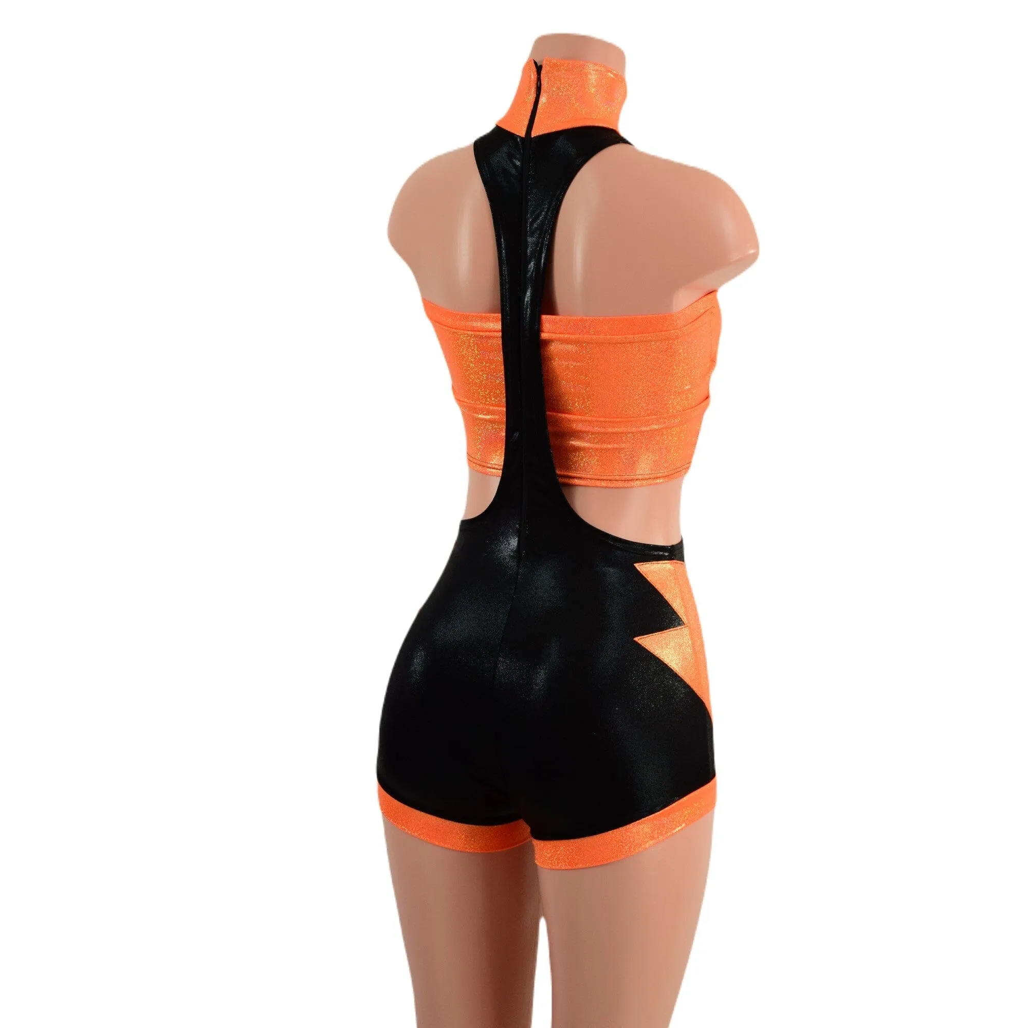 2PC UFO Suit with Strapless Top and  Bolt Applique Set