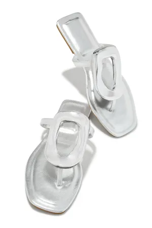 Adonna Slip On Thong Strap Sandals - Silver