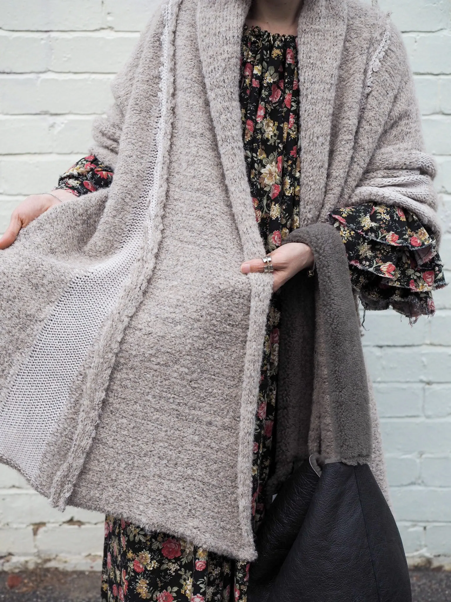 Amano alpaca kimono style coatigan - Natural