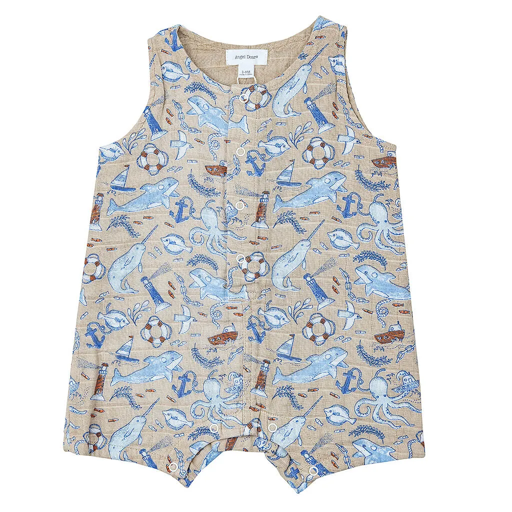 Angel Dear Sleeveless Shortie Romper Nautical Notebook
