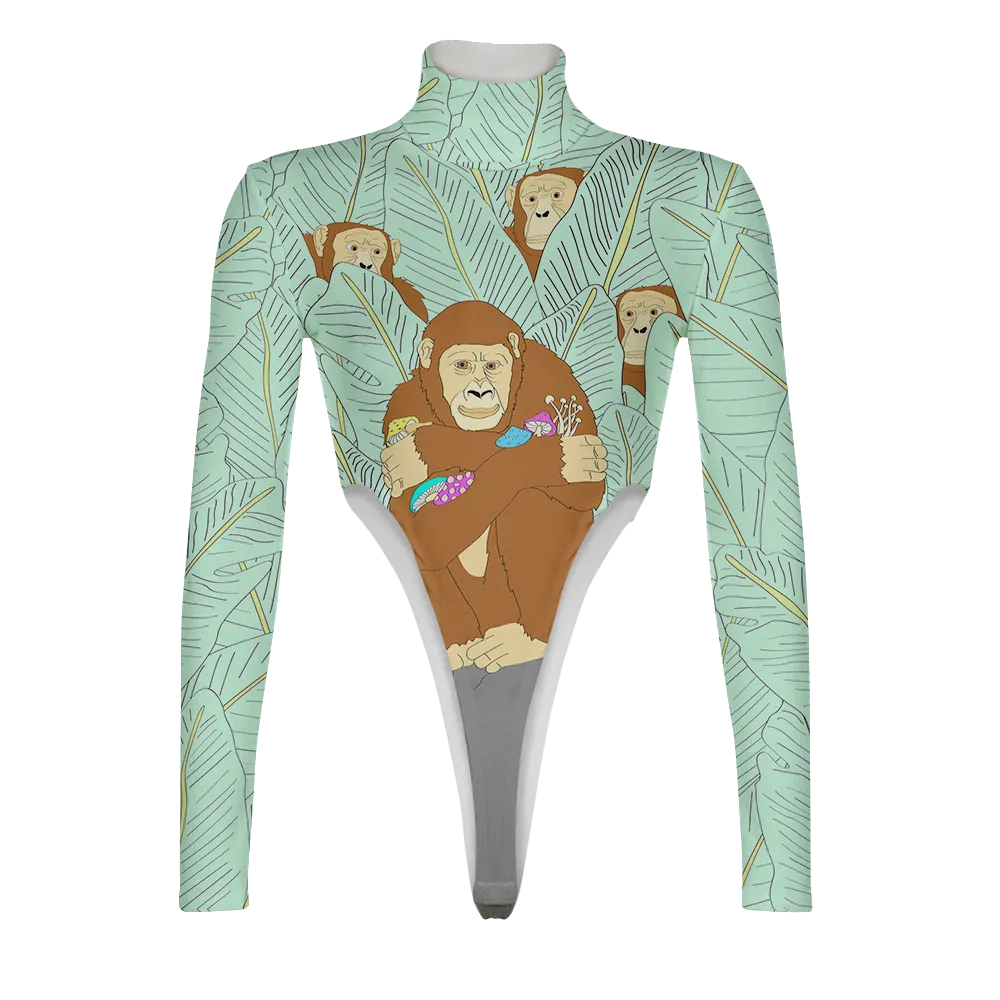 Apes Psi~ All Over Print Women's Turtleneck Jumpsuit