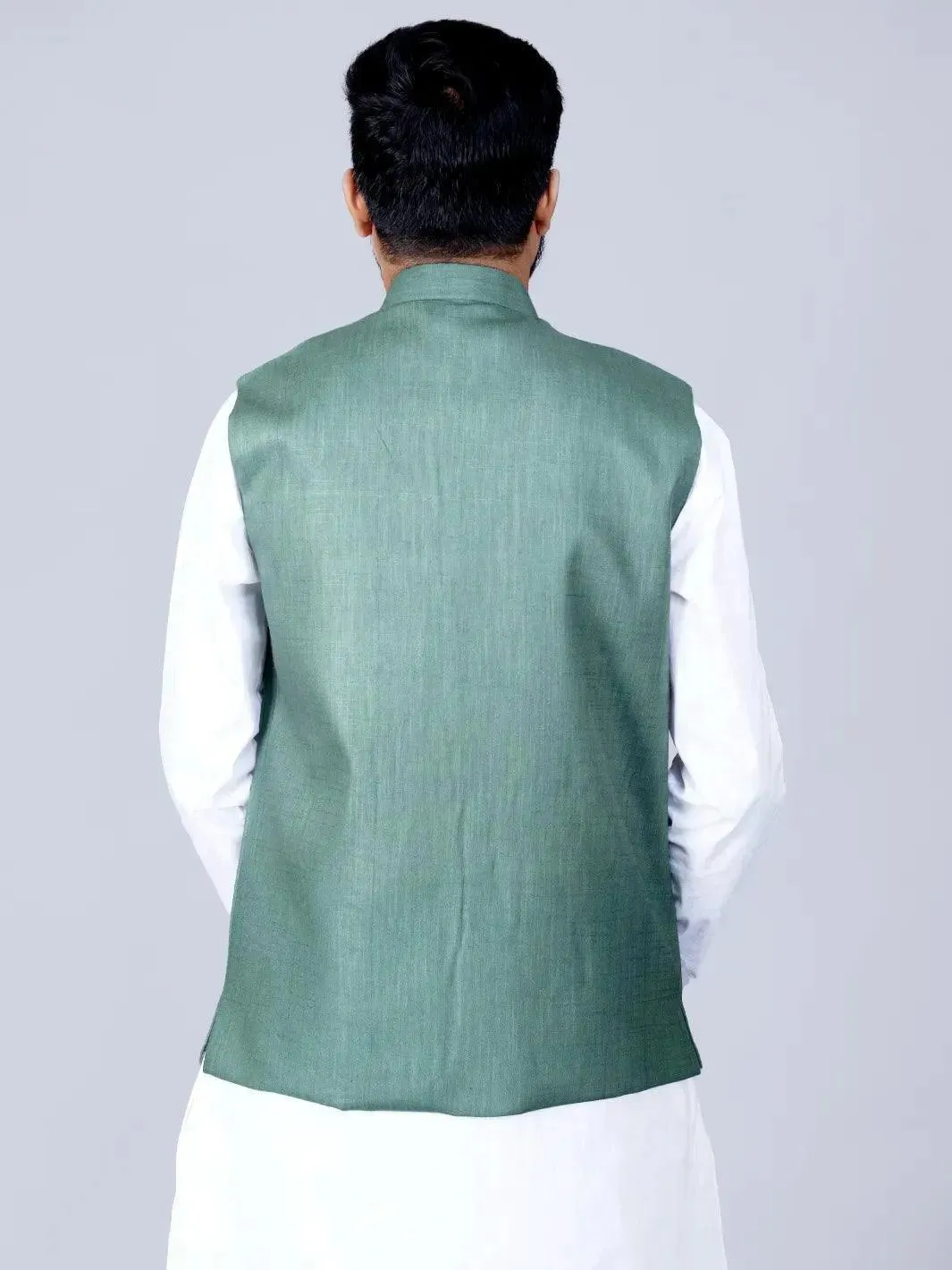 Artichoke Green Handwoven Cotton Modi Jacket
