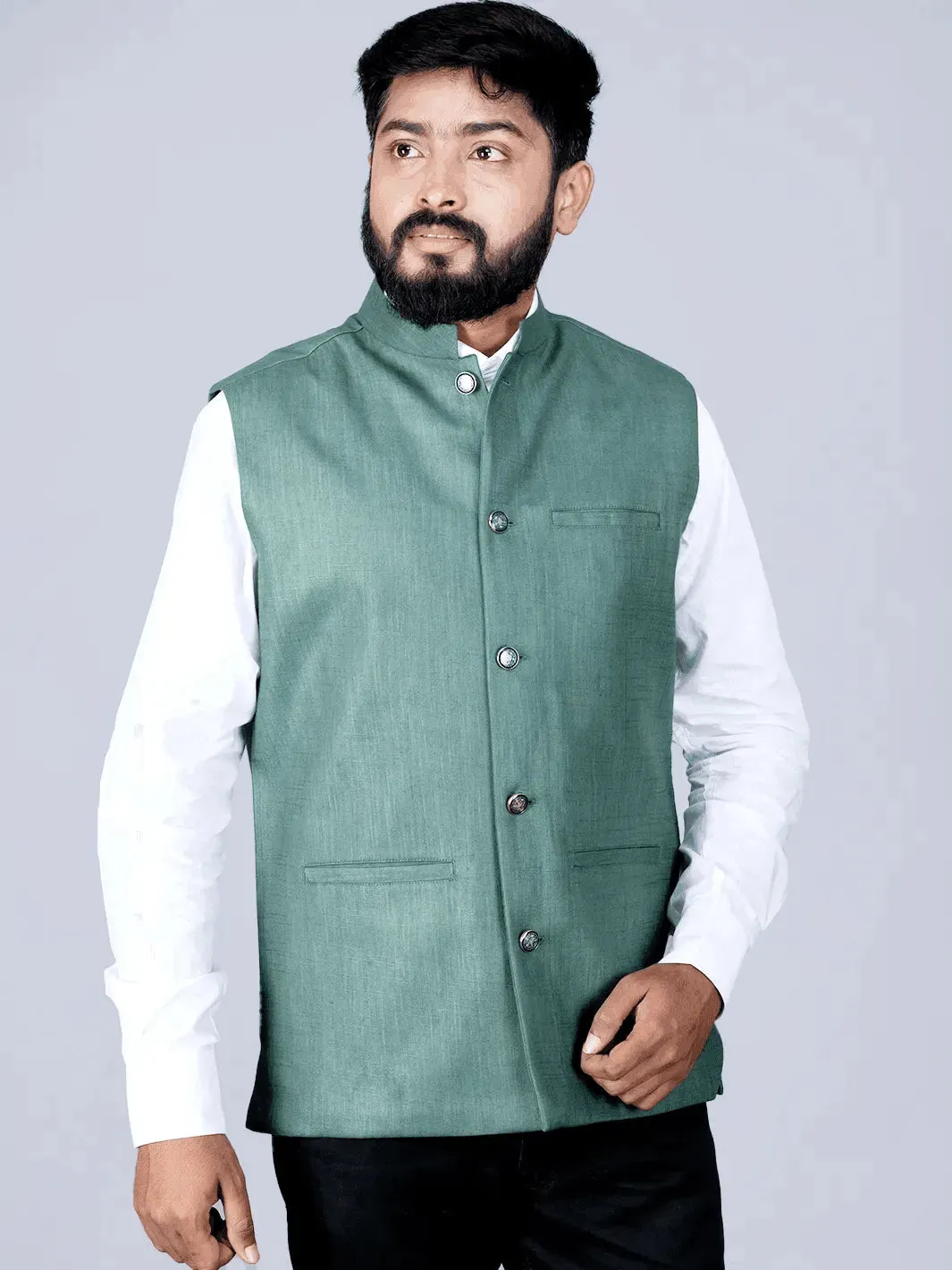 Artichoke Green Handwoven Cotton Modi Jacket