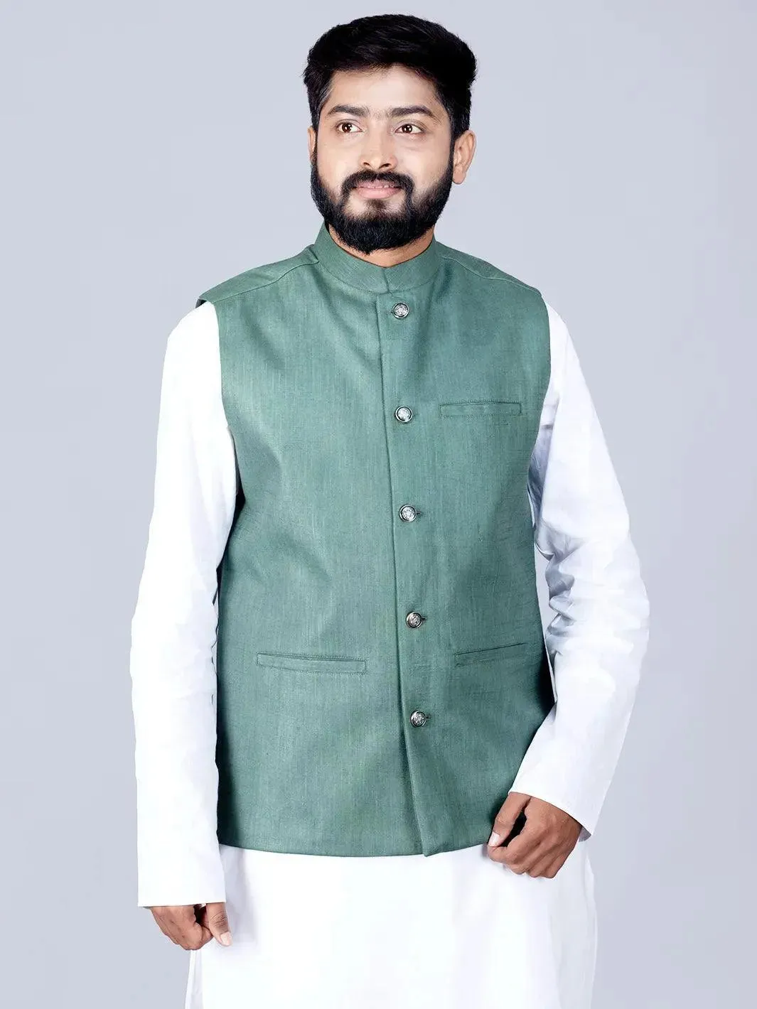 Artichoke Green Handwoven Cotton Modi Jacket