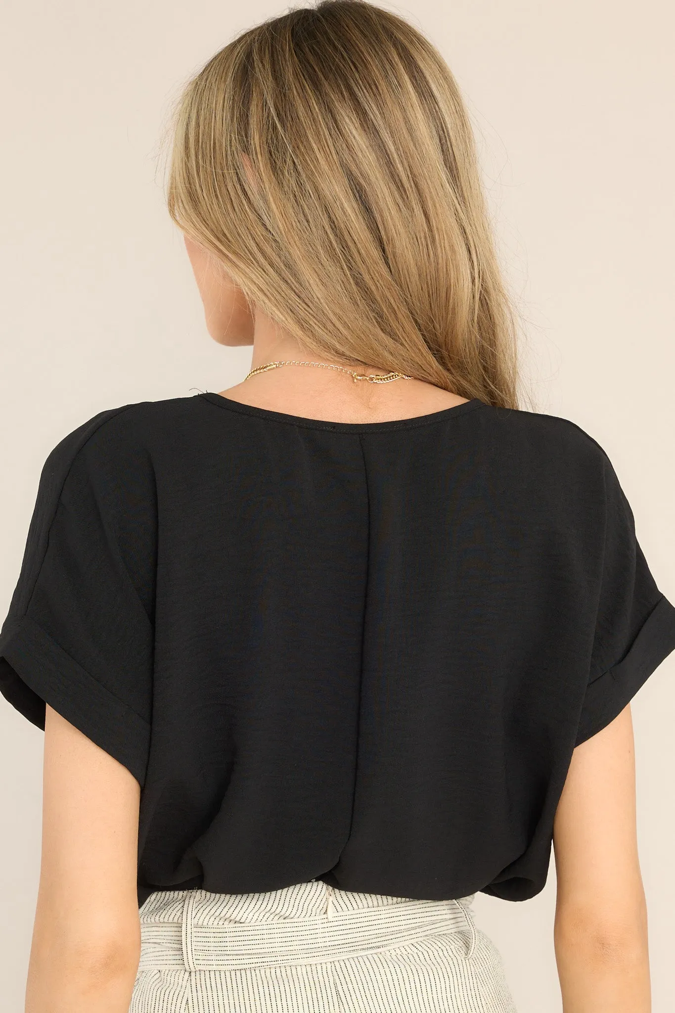 At This Point Black Short Sleeve V-Neck Bodysuit