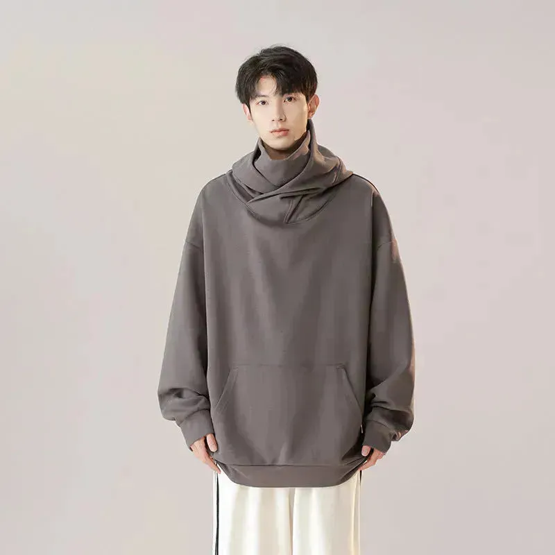 Autumn Winter Oversized Turtleneck Hoodie  Pullover for mens