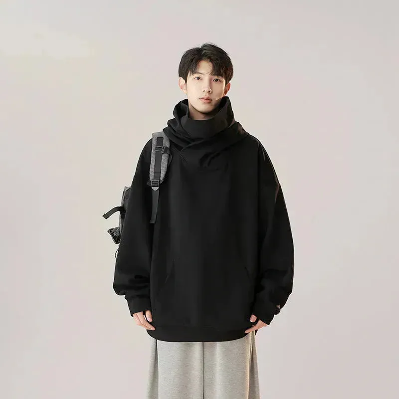 Autumn Winter Oversized Turtleneck Hoodie  Pullover for mens