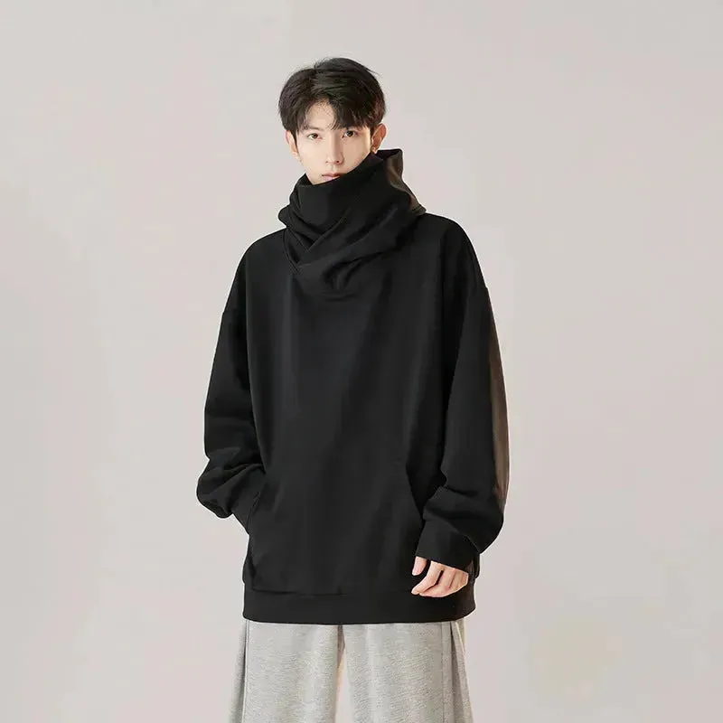 Autumn Winter Oversized Turtleneck Hoodie  Pullover for mens