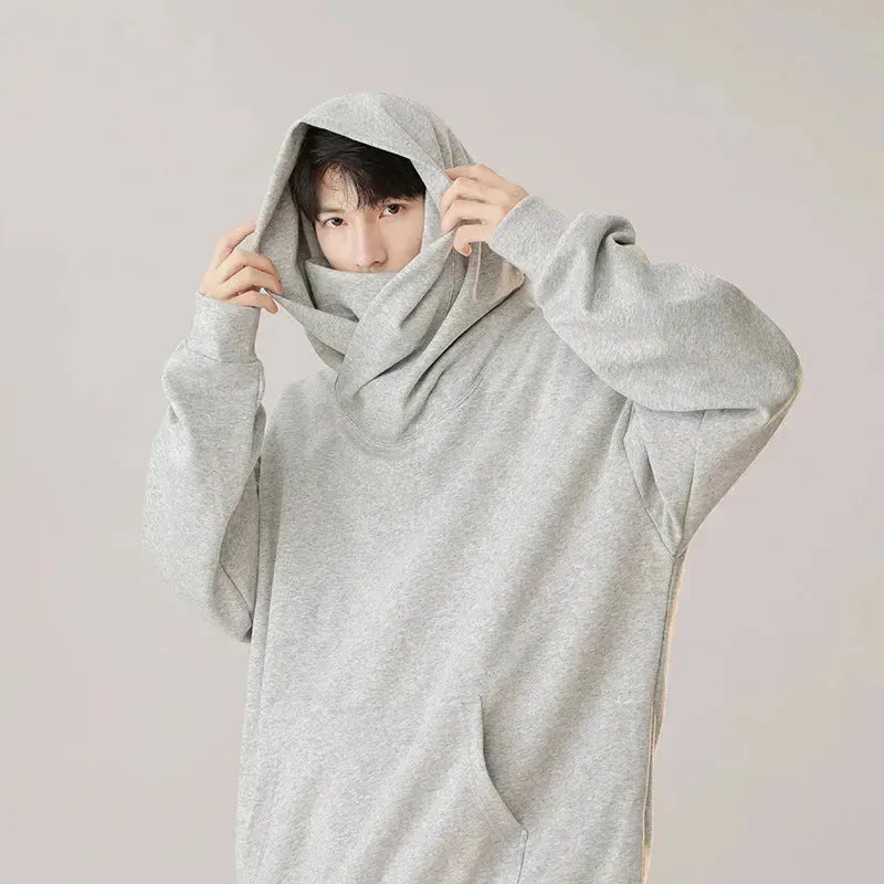 Autumn Winter Oversized Turtleneck Hoodie  Pullover for mens