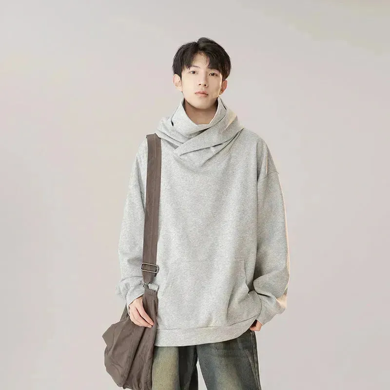 Autumn Winter Oversized Turtleneck Hoodie  Pullover for mens
