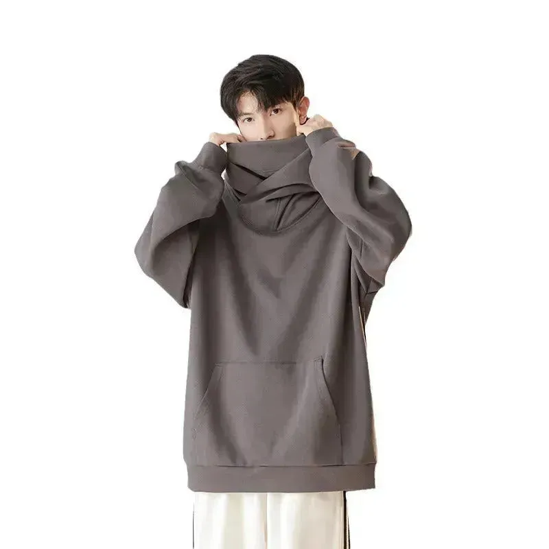 Autumn Winter Oversized Turtleneck Hoodie  Pullover for mens