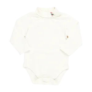 BABY BOYS ORGANIC BODYSUIT - CANDY CANE EMBROIDERY