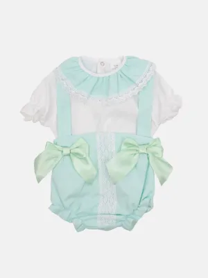 Baby Girl Faro Collection Spanish Romper Set-Mint Green