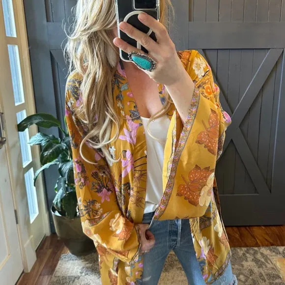 Billie Floral Kimono Sleeve Cardigan Top