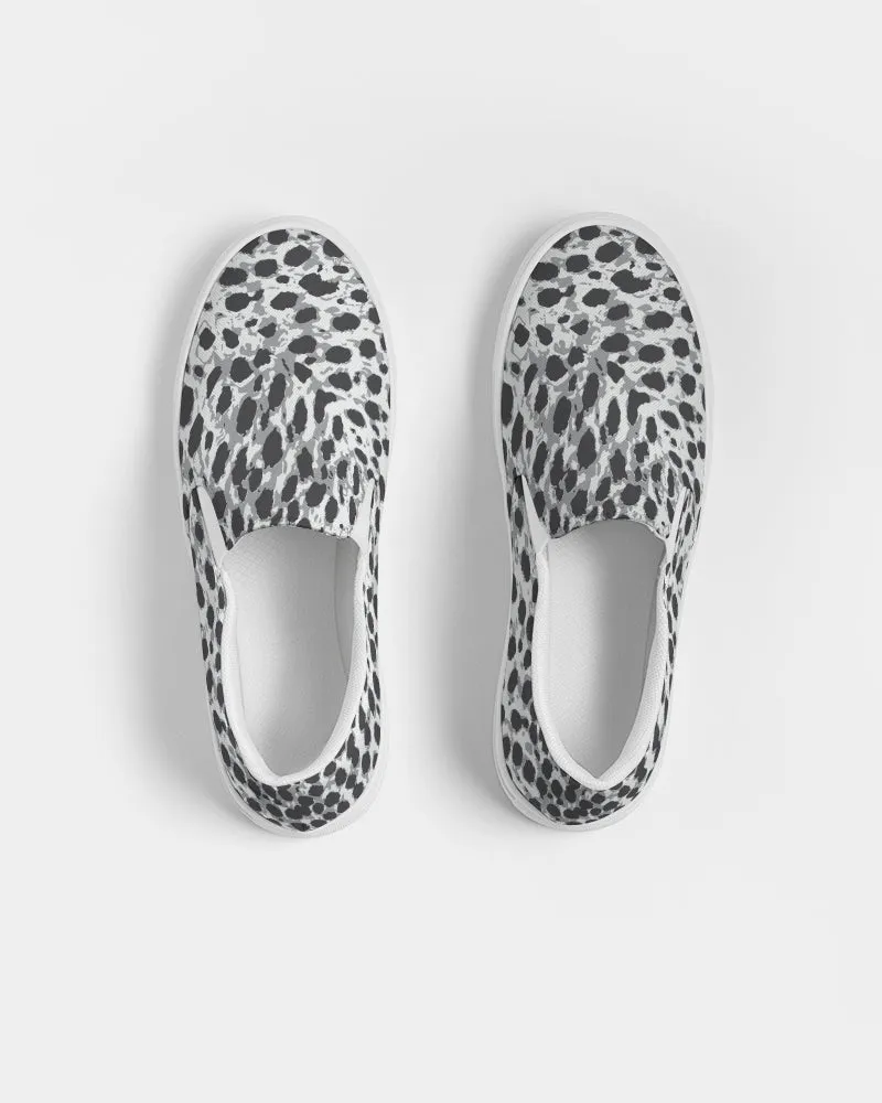 Black & White Leopard Print Men's Slip On Canvas Shoe