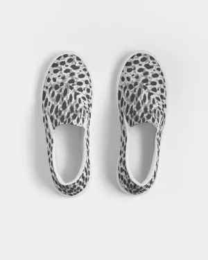 Black & White Leopard Print Men's Slip On Canvas Shoe