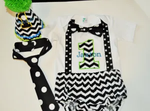 black and white cake smash, black and white polka dots, boy chevron cake smash set, personalized smash cake set, birthday shirt/bodysuit