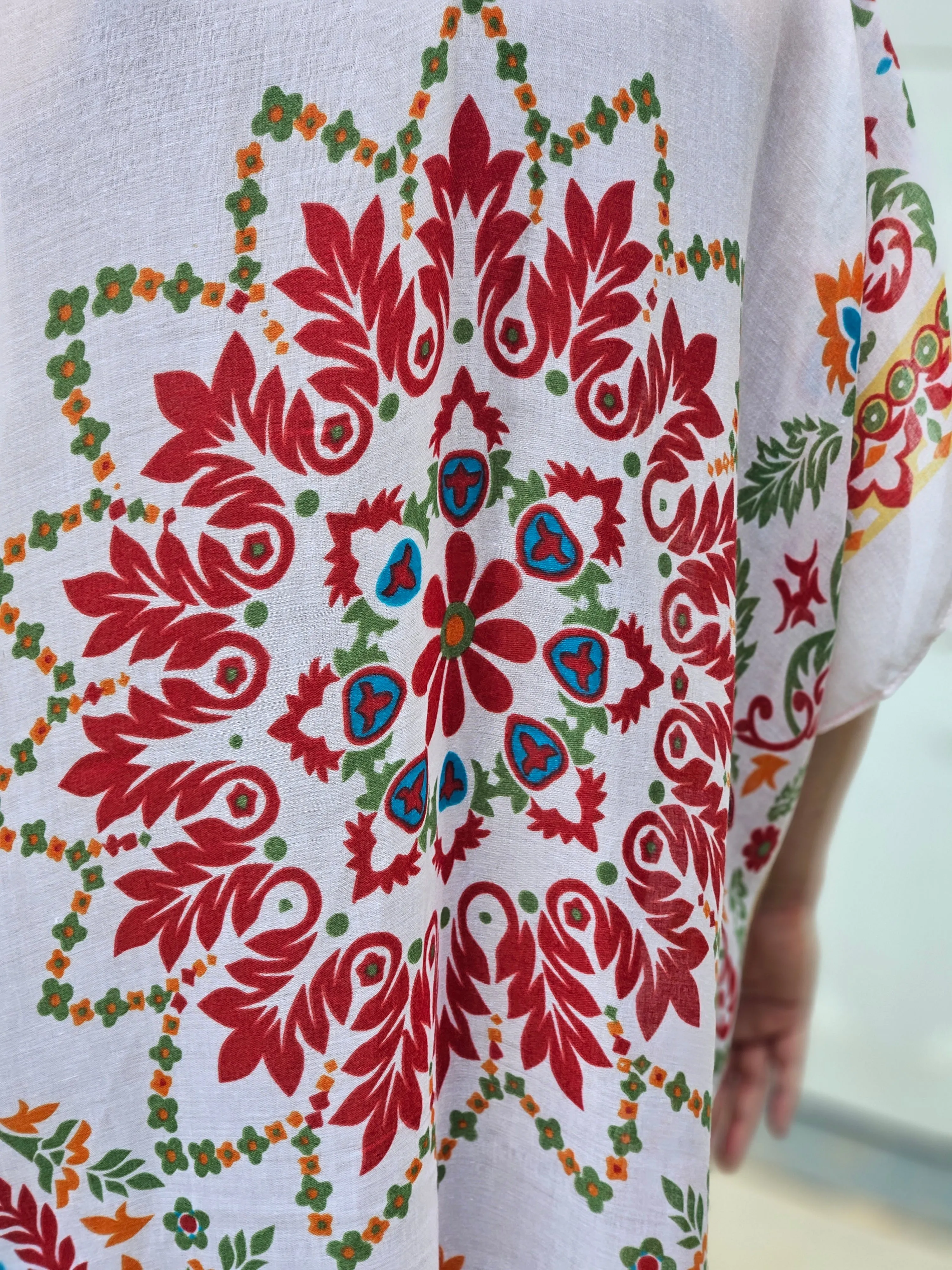 Bohemian Print Kimono in Beige Coral