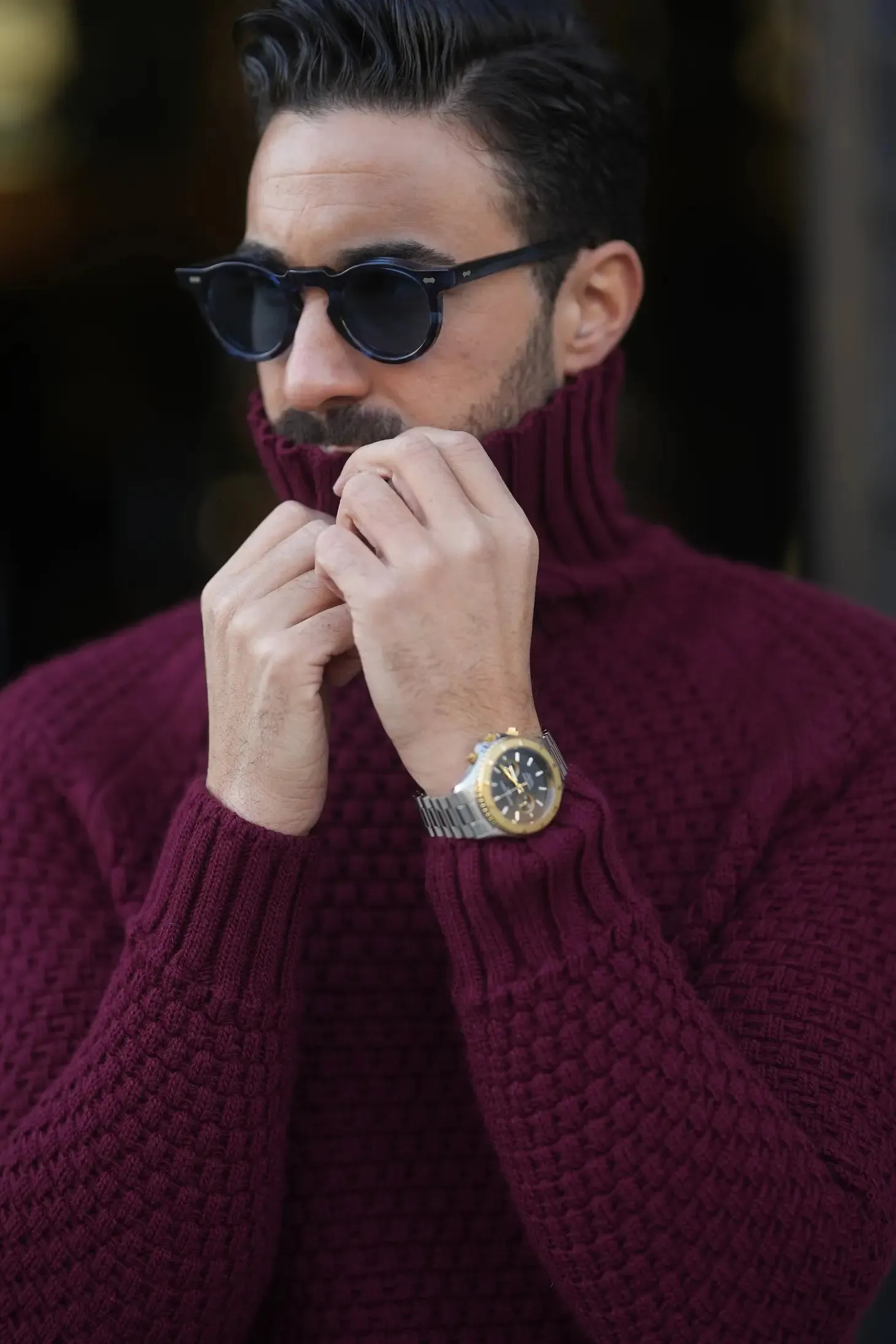 Bordeaux Men'S Turtleneck Jumper Sweater