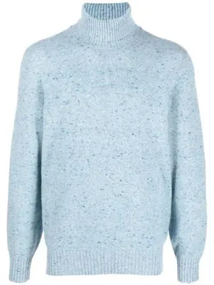 Brunello Cucinelli Mens Cashmere Turtleneck Sweater in Light Blue