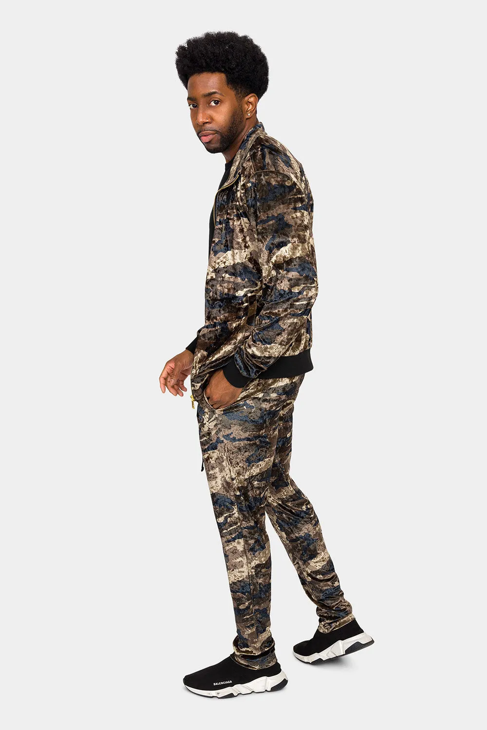 Camo Velvet Velour Track Suit