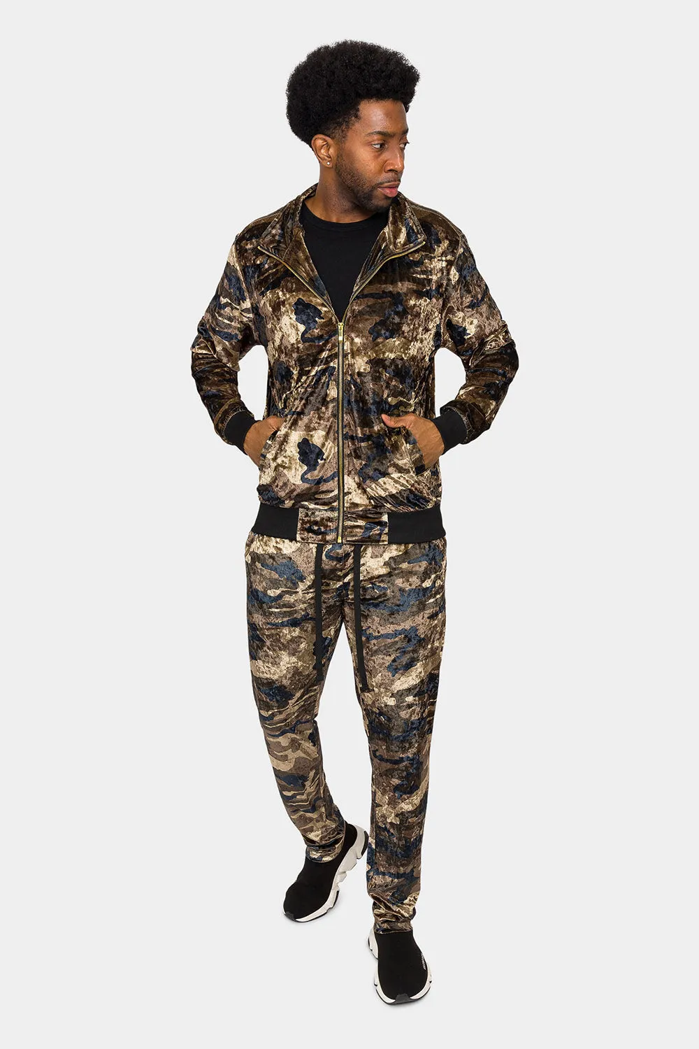 Camo Velvet Velour Track Suit