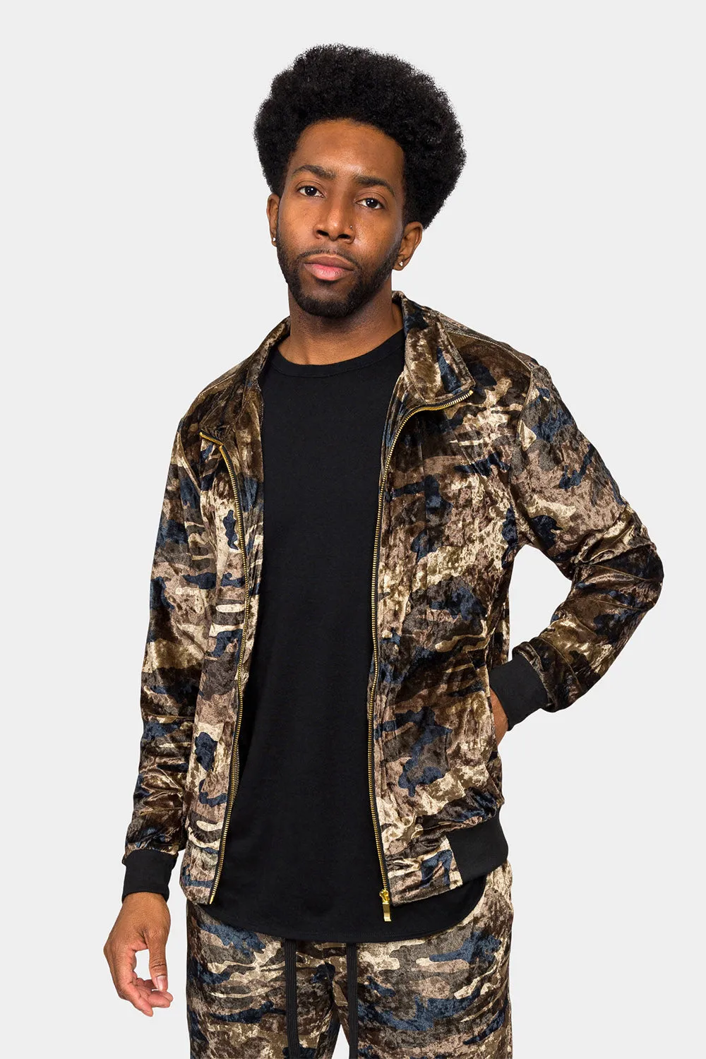 Camo Velvet Velour Track Suit