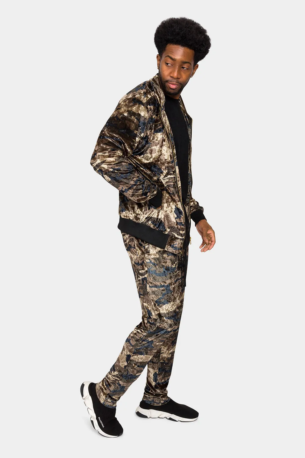 Camo Velvet Velour Track Suit