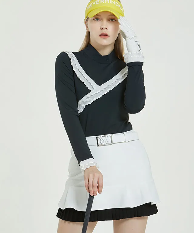 Clara Frill Turtleneck Top- Black