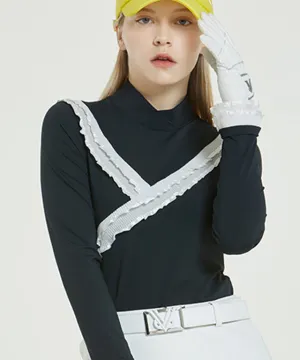 Clara Frill Turtleneck Top- Black