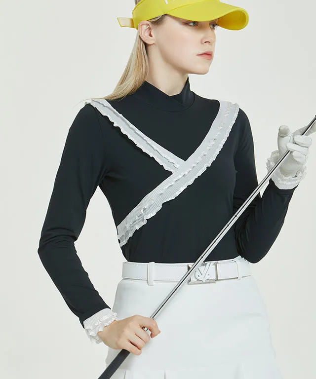 Clara Frill Turtleneck Top- Black