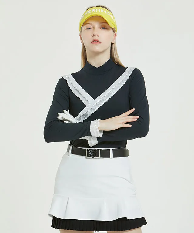 Clara Frill Turtleneck Top- Black