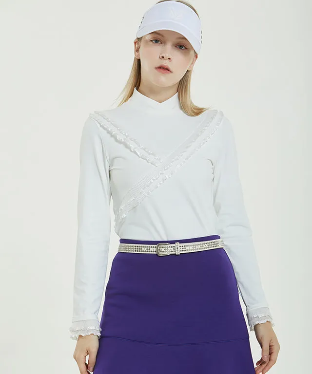 Clara Frill Turtleneck Top- White