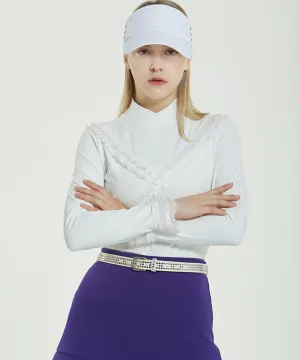 Clara Frill Turtleneck Top- White
