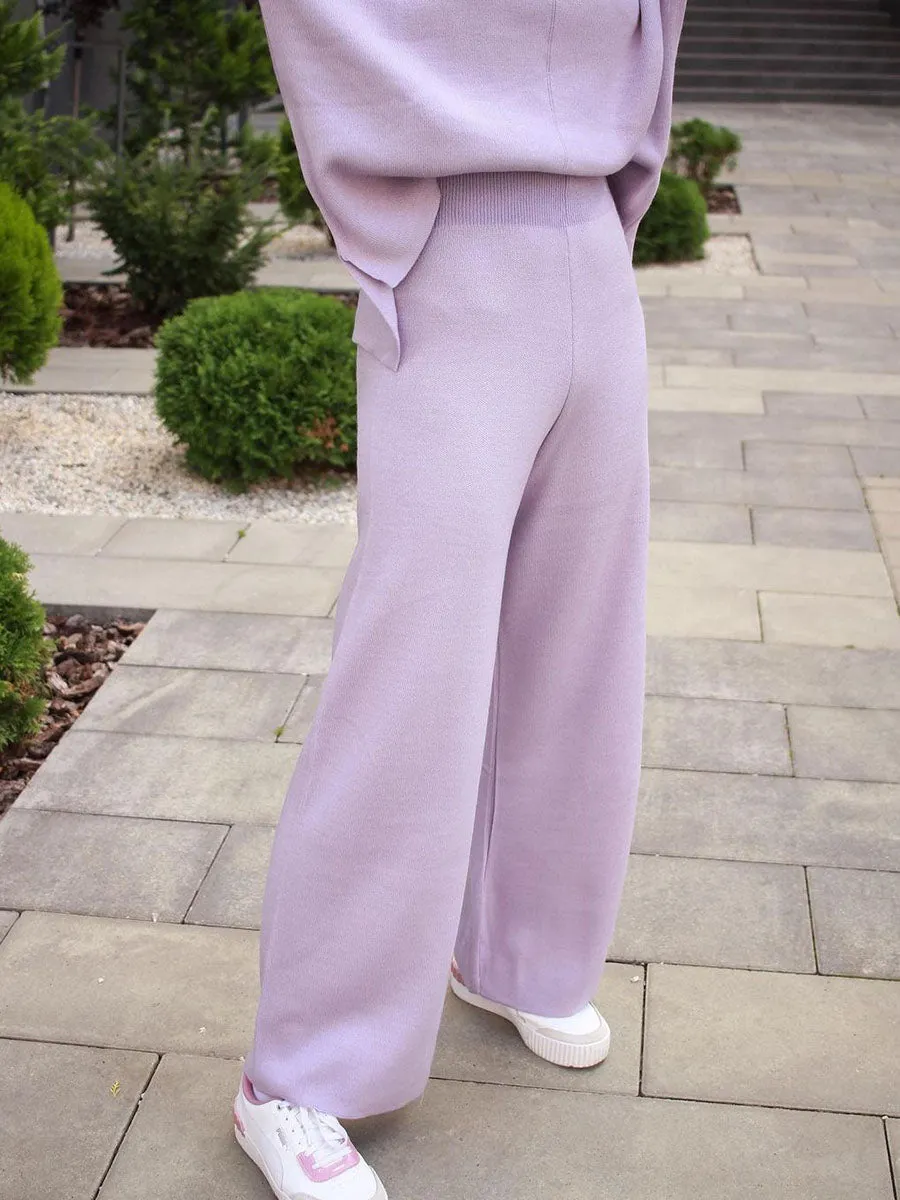 Cosy Solid Color Turtleneck Knit Set