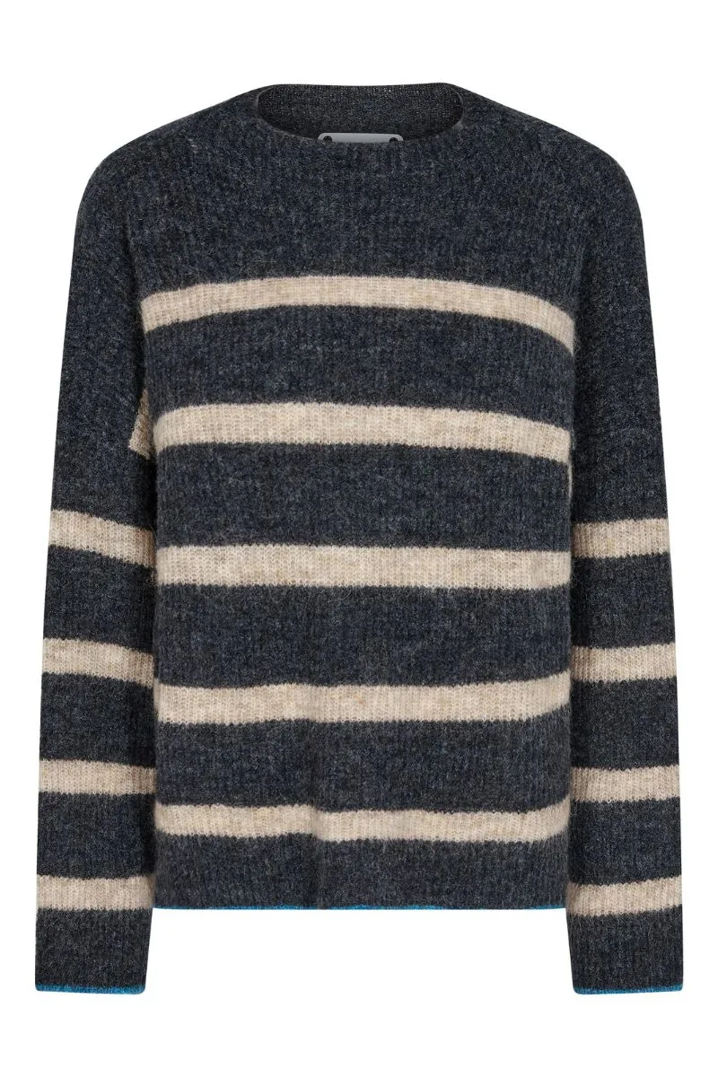 Cozy Stripe Turtleneck | Antracit | Strik fra Co'couture