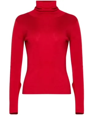 Crimson Silky Turtleneck Top