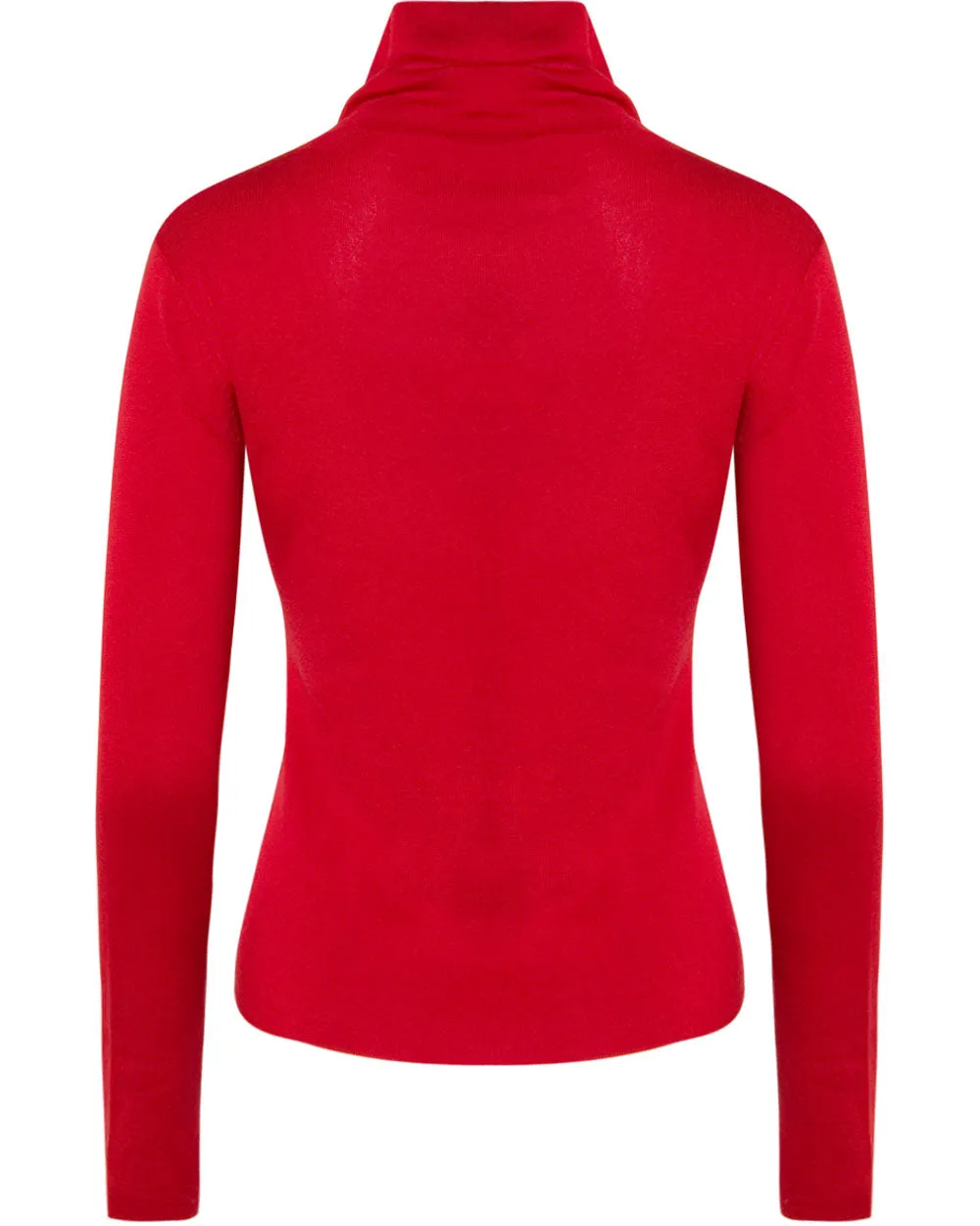 Crimson Silky Turtleneck Top