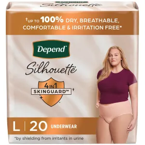 Depend Silhouette Incontinence Underwear for Women, Maximum Absorbency, Pink, Large
