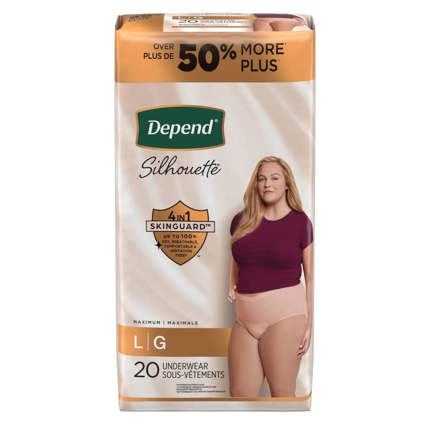 Depend Silhouette Incontinence Underwear for Women, Maximum Absorbency, Pink, Large