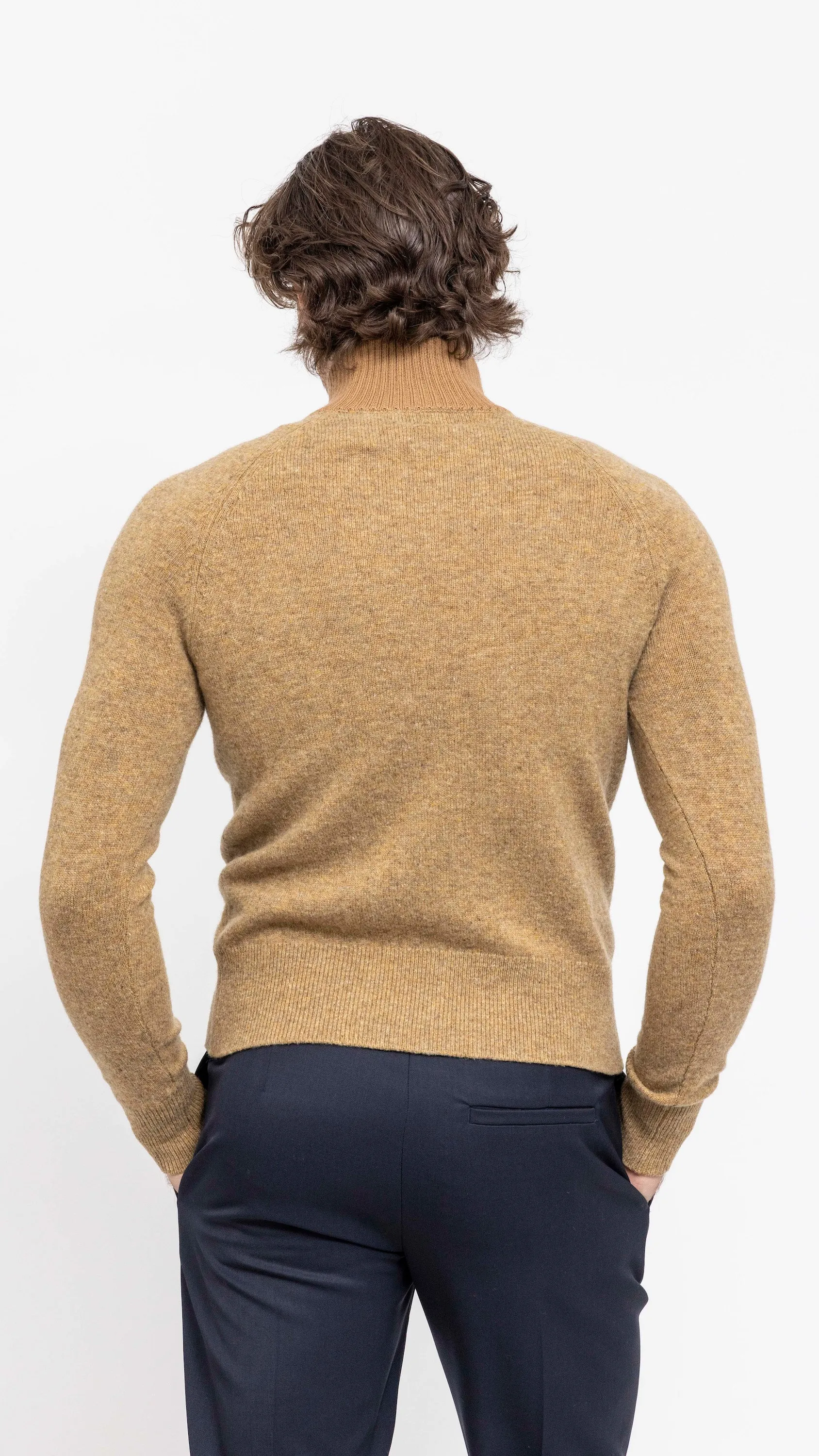 DRIES VAN NOTEN BEIGE MUATA TWO TONE TURTLENECK