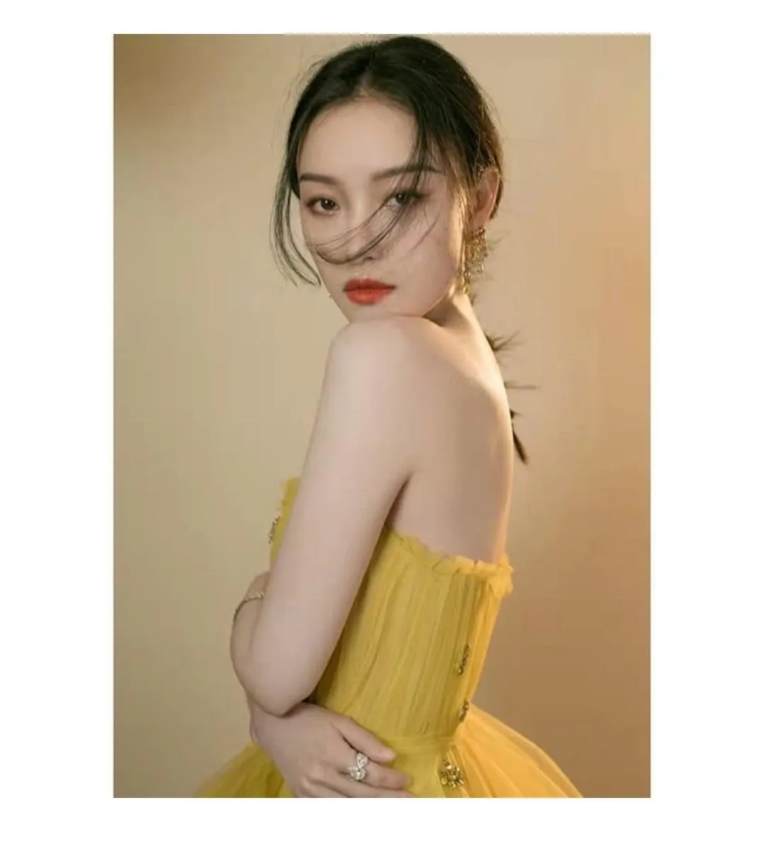 EG-SALE-AME-00100 Yellow evening gown tube top new high-end luxury niche celebrity wedding dress French high-end wedding dress