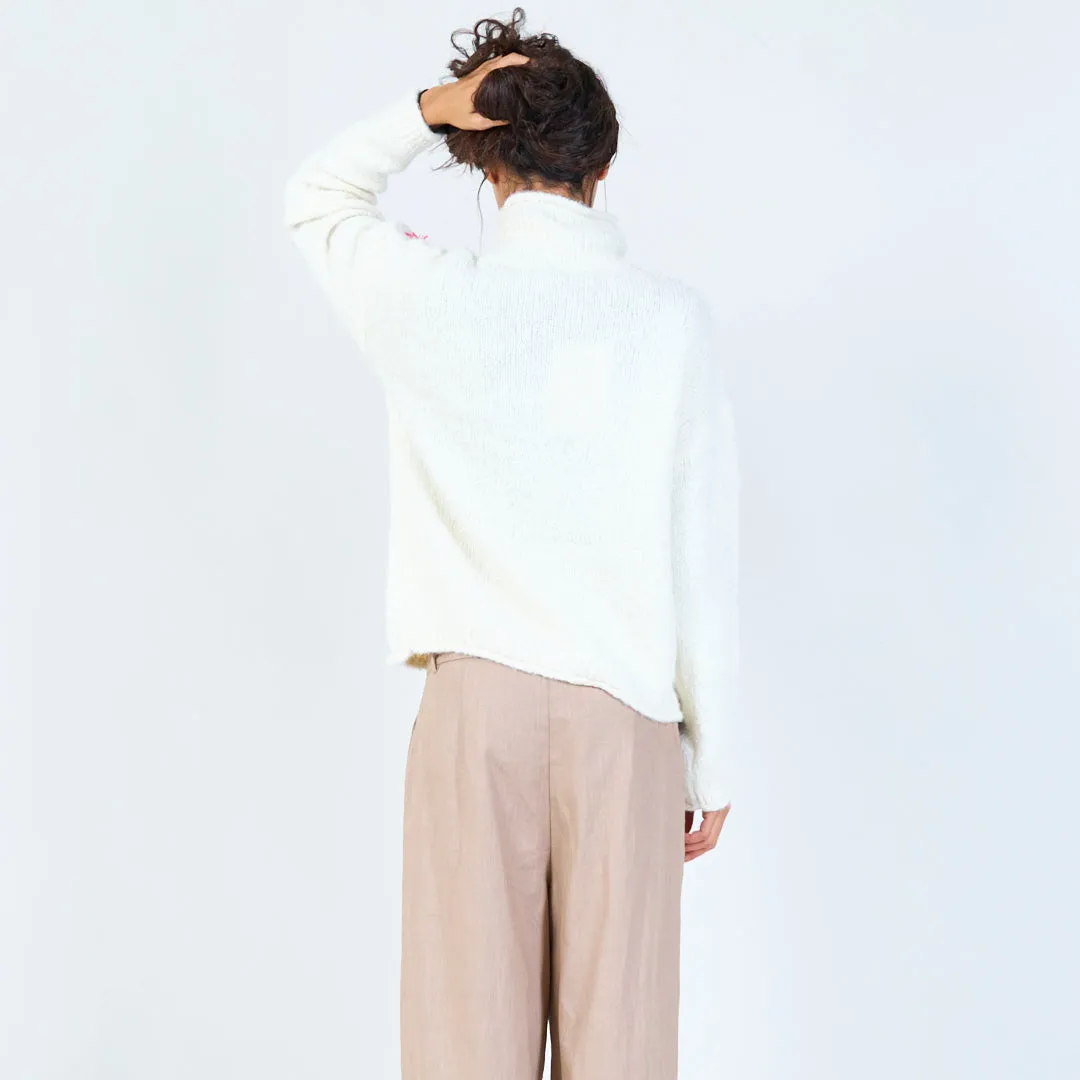 Floral embroidered turtleneck sweater wholesale