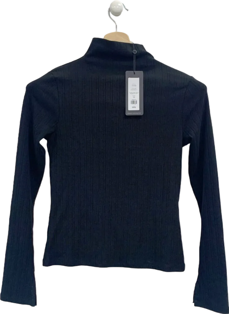 French Connection Black Ribbed Turtleneck Top UK XS